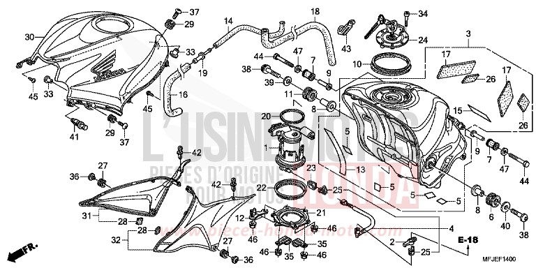 FUEL TANK for CBR600RR ABS GRAPHITE BLACK (NHB01) from 2012